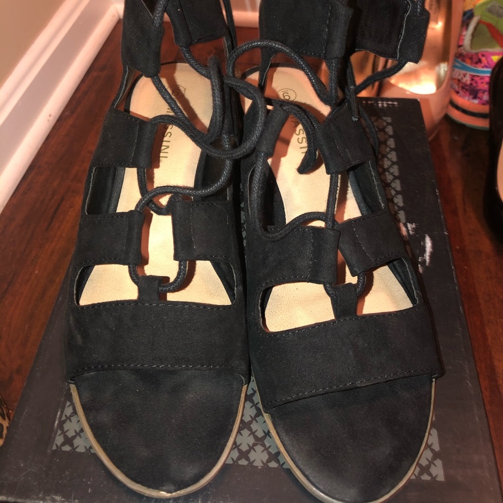 Black strapped sandals